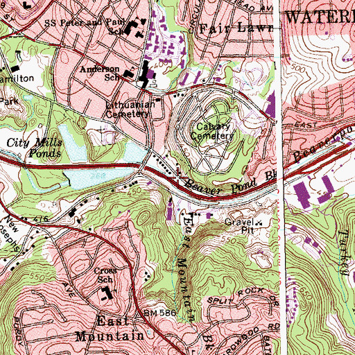Topographic Map of East Mountain Brook, CT