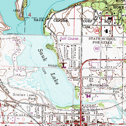 Topographic Map of Sauk Centre Centra Care Hospital, MN