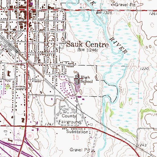 Topographic Map of Sauk Centre Public Schools, MN