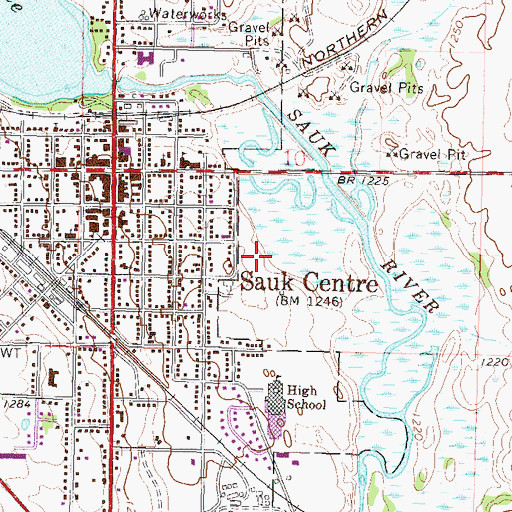 Topographic Map of Browns Park, MN