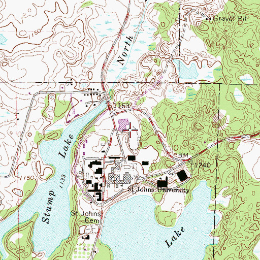 Topographic Map of Saint John's Abbey and University Historical Marker, MN