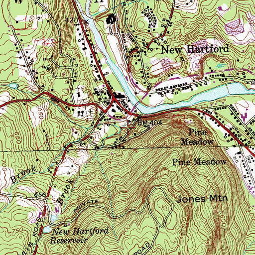 Topographic Map of East Mountain Brook, CT