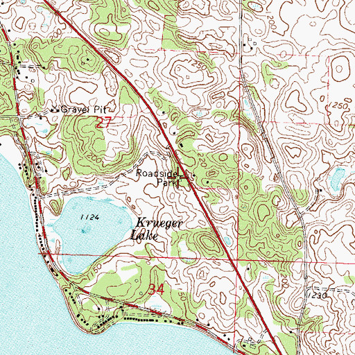 Topographic Map of Lake Koronis Rest Area, MN