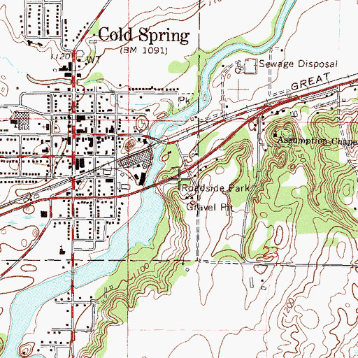 Topographic Map of Cold Spring Roadside Parking Area, MN