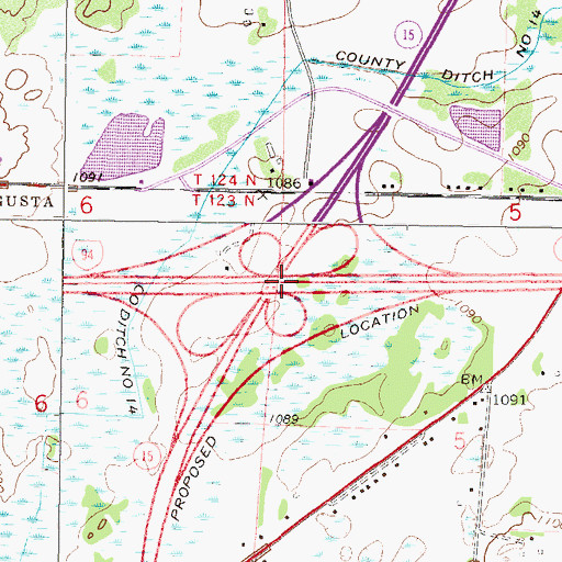 Topographic Map of Interchange 167, MN