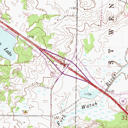 Topographic Map of Interchange 156, MN