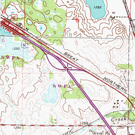 Topographic Map of Interchange 124, MN
