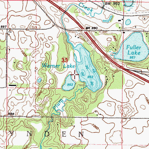 Topographic Map of Warner Lake County Park, MN