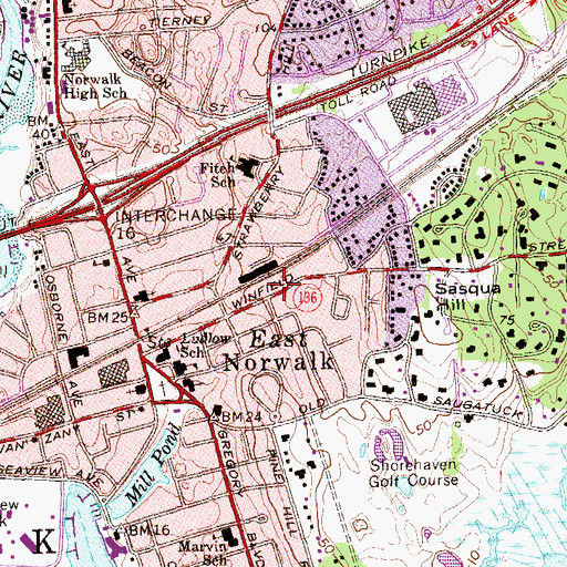 Topographic Map of East Norwalk, CT