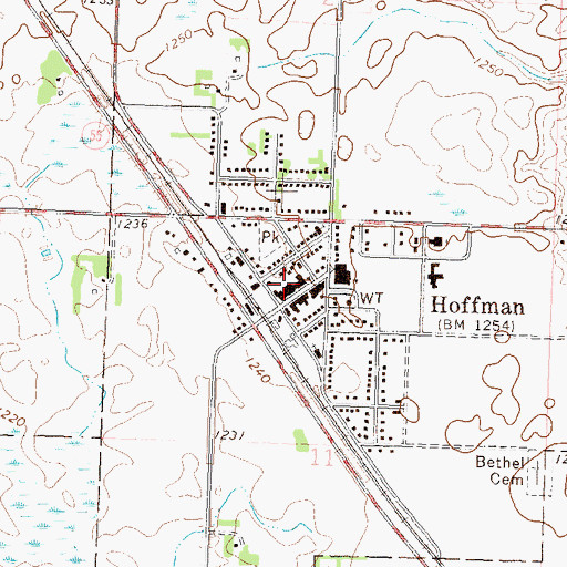 Topographic Map of Hoffman Post Office, MN
