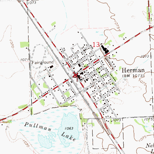 Topographic Map of Herman Post Office, MN