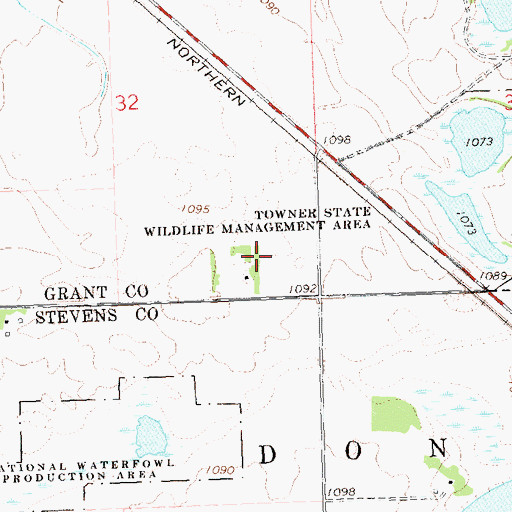 Topographic Map of Towner State Wildlife Management Area, MN