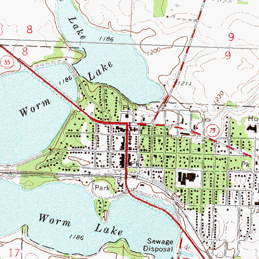Topographic Map of Elbow Lake Library, MN