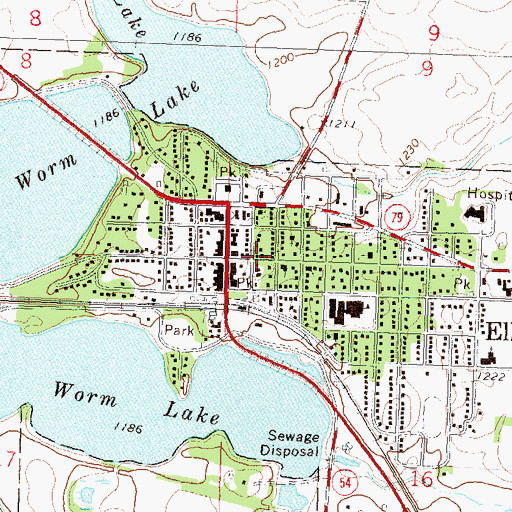 Topographic Map of Elbow Lake Police Department, MN