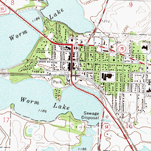 Topographic Map of Elbow Lake, MN