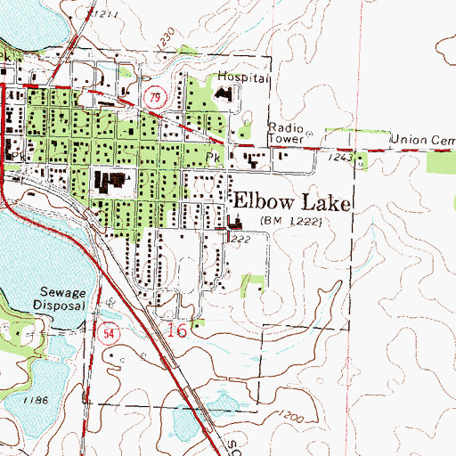 Topographic Map of Grace Evangelical Free Church, MN