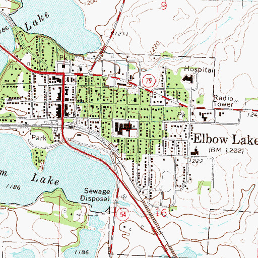 Topographic Map of North Elementary School, MN