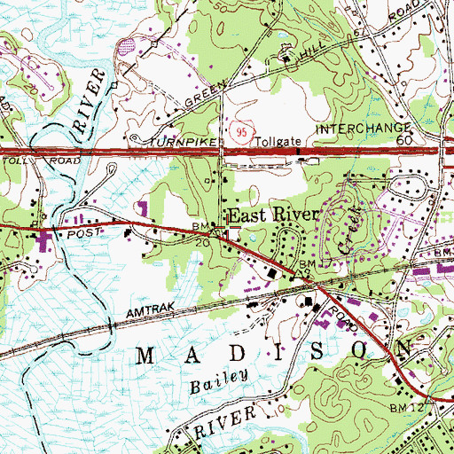 Topographic Map of East River, CT