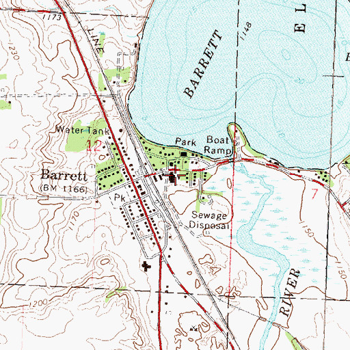 Topographic Map of West Central Area Secondary School, MN