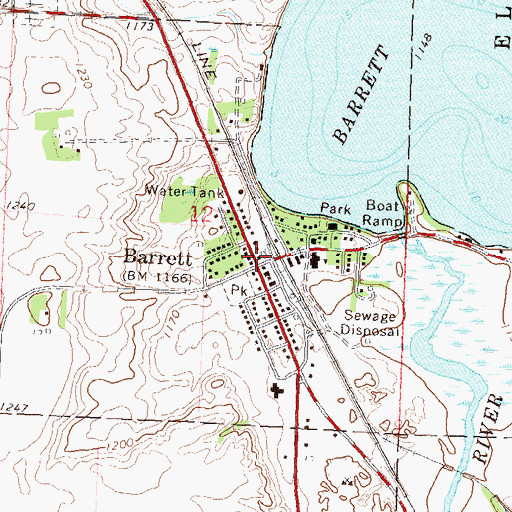 Topographic Map of Barrett Post Office, MN