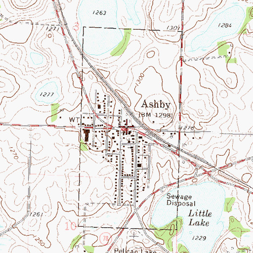 Topographic Map of Ashby Village Hall, MN