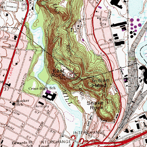 Topographic Map of East Rock, CT