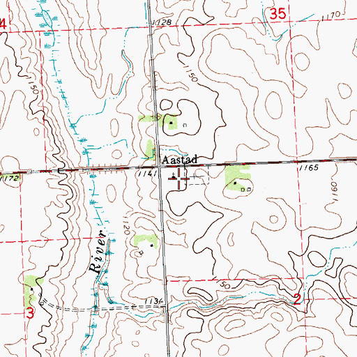 Topographic Map of Aastad Post Office (historical), MN