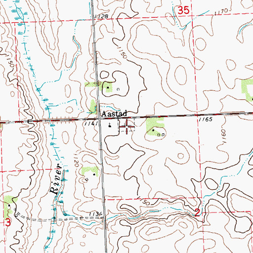 Topographic Map of Rock Prairie Cemetery, MN