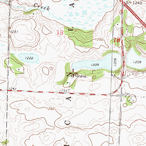 Topographic Map of Burns Cemetery, MN