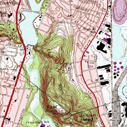 Topographic Map of East Rock Park, CT
