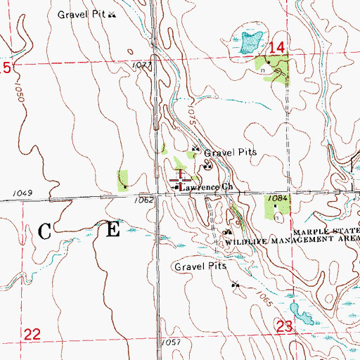 Topographic Map of Lawrence Presbyterian Church Cemetery, MN