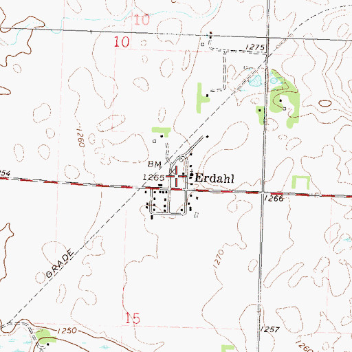 Topographic Map of Erdahl Post Office (historical), MN