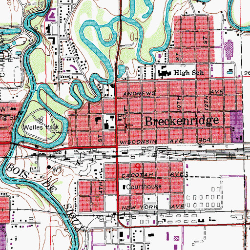 Topographic Map of First Baptist Church, MN