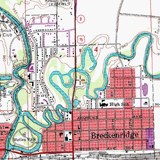 Topographic Map of Lions Park, MN