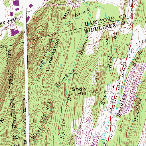 Topographic Map of East Spruce Brook, CT