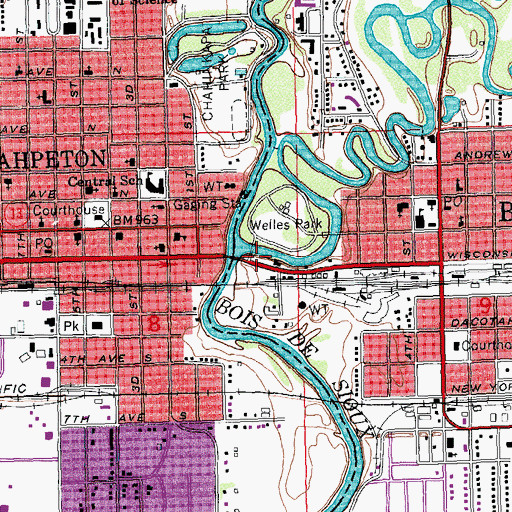 Topographic Map of Breckenridge Historical Marker, MN