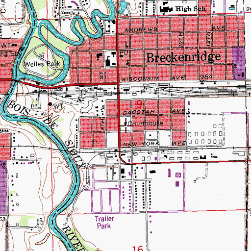 Topographic Map of Wilkin County Courthouse, MN