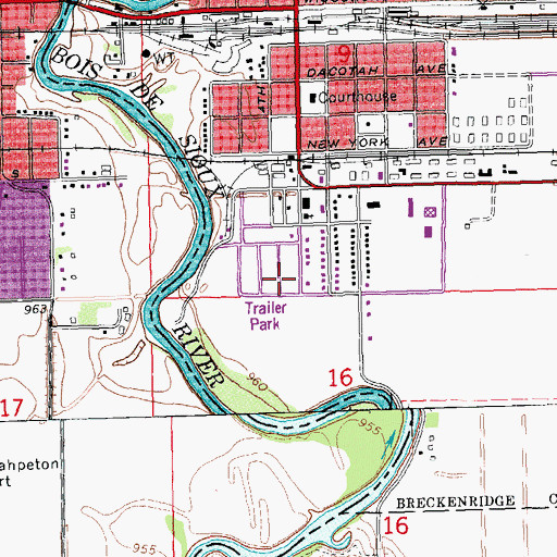Topographic Map of Boise De Sioux Mobile Estates, MN