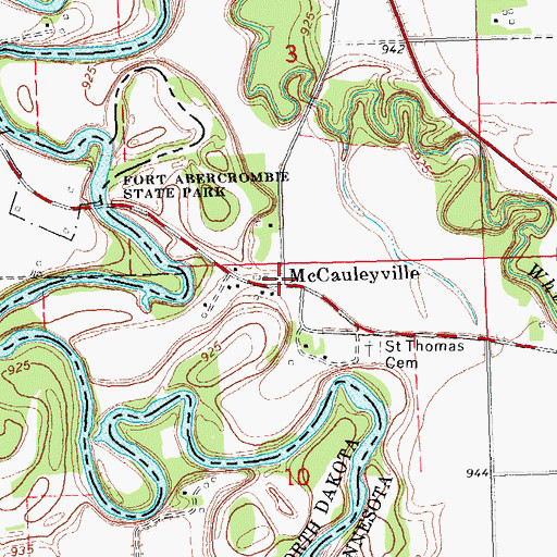Topographic Map of McCauleysville Post Office (historical), MN