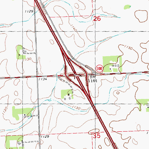 Topographic Map of Interchange 32, MN