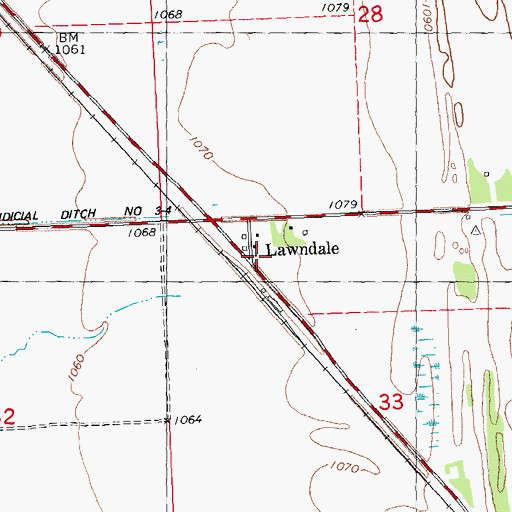 Topographic Map of Lawndale Post Office (historical), MN