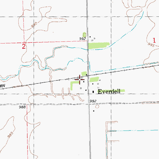 Topographic Map of Everdell, MN