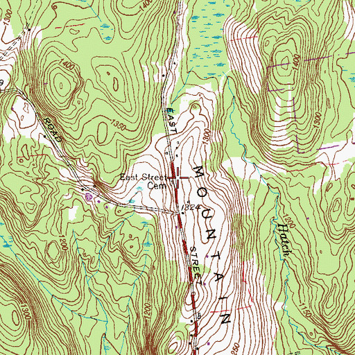 Topographic Map of East Street Cemetery, CT
