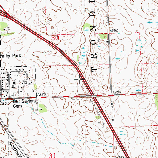 Topographic Map of Rothsay Post Office, MN