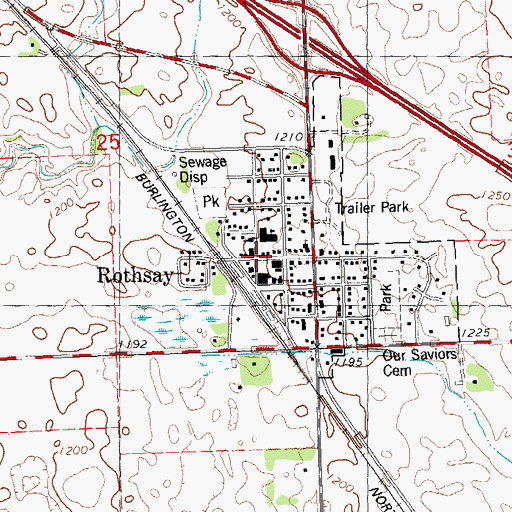 Topographic Map of Rothsay Baptist Church, MN
