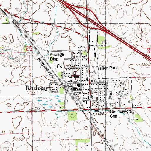 Topographic Map of Rothsay School, MN