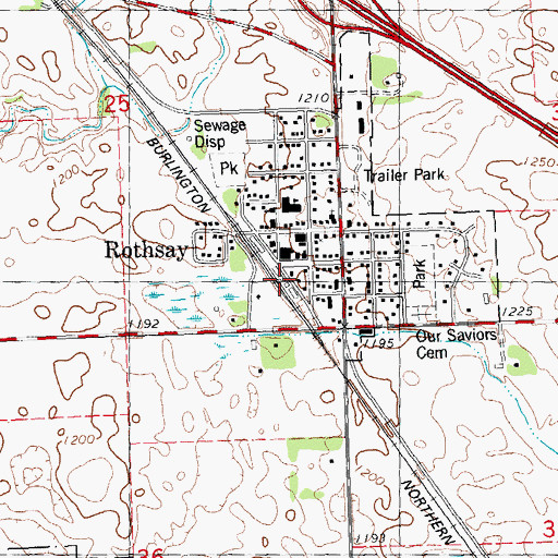 Topographic Map of Rothsay, MN
