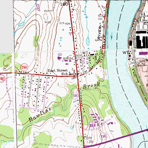 Topographic Map of East Street School, CT