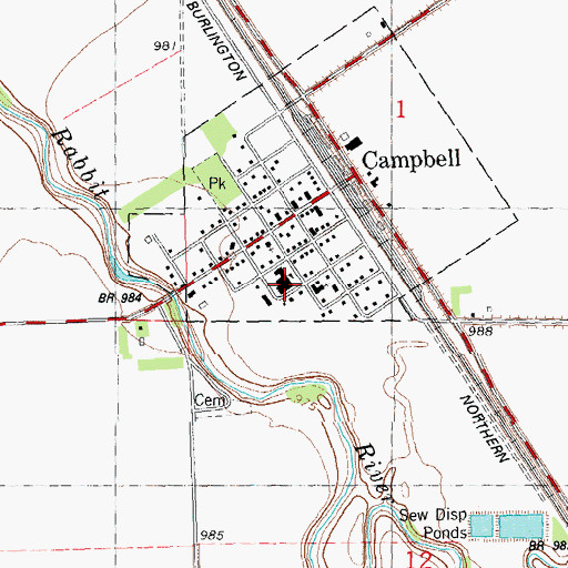 Topographic Map of Campbell Schools, MN