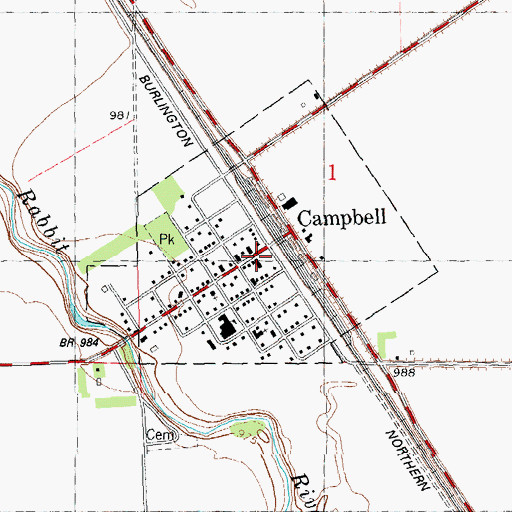 Topographic Map of Campbell Fire Department, MN